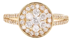 Diamond Yellow Gold Cluster Ring, Size 6.5