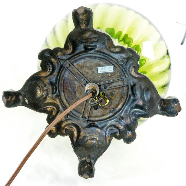 Vintage Green Empoli Glass Mid Century Hollywood Regency Style Lamps - a Pair For Sale - Image 11 of 16
