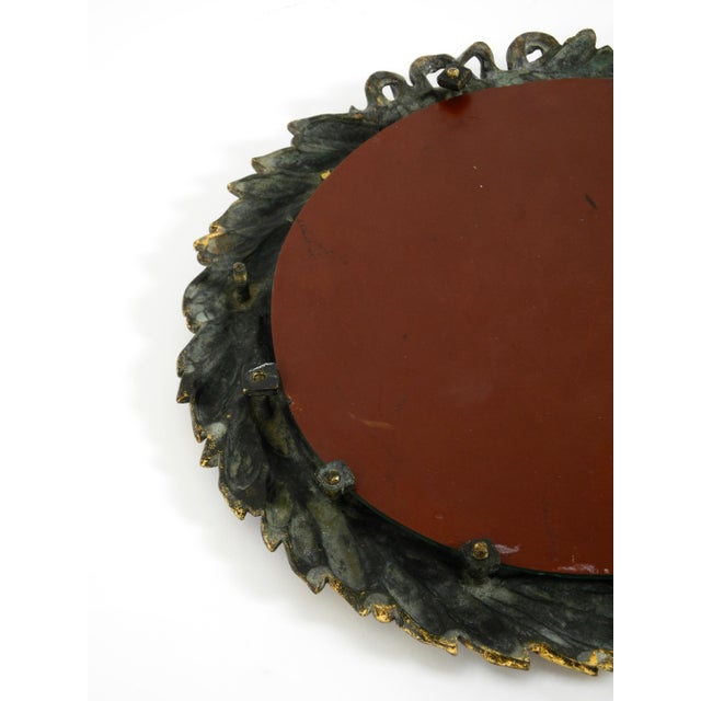 Small Mid-Century Modern French Wall Mirror with Ornate Brass Frame, 1950s For Sale - Image 16 of 17