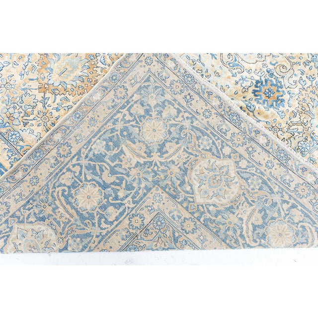 Antique Persian Kirman Yellow Handmade Wool Rug For Sale In New York - Image 6 of 10