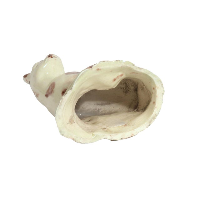 Cream English Creamware Pottery Toy Cat, Whieldon-Type Manganese Sponged Figure For Sale - Image 8 of 9