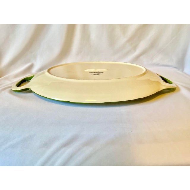 Large English Style Serving Platter Tableware With Spring Green Vines and Pink Flowers For Sale - Image 9 of 17