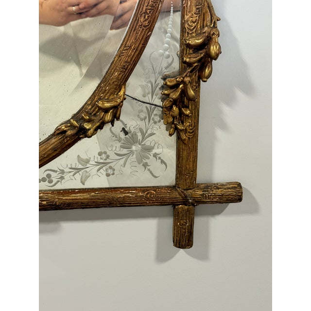 French Faux Bois Giltwood Mirror With Murano-Etched Glass, Late 19th Century For Sale - Image 9 of 16
