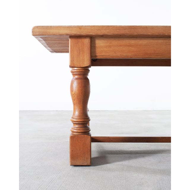 Midcentury Country French Oak Farmhouse Dining Table 7 Ft For Sale - Image 11 of 15