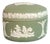 Vintage Green Wedgwood Jasperware Classical Trinket Box With White Reliefs For Sale