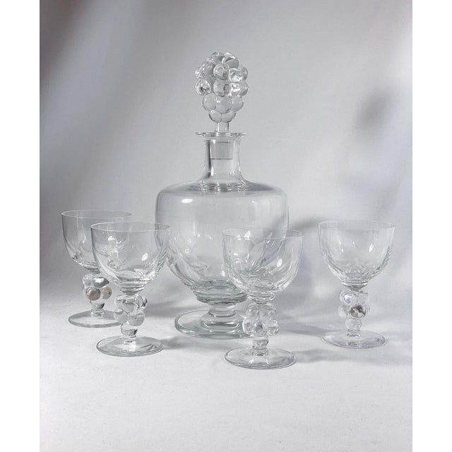 Mid-Century Modern Mid 20th Century Lalique Crystal "Clos Vougeot" Decanter and Glasses - 5 pcs For Sale - Image 3 of 6