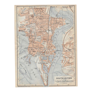 1910 Antique Southampton England Map