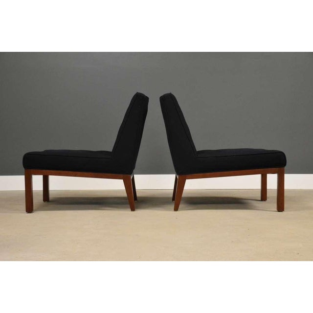 Mid-Century Modern 1950s Edward Wormley for Dunbar Black Walnut Slipper Lounge Chairs - A Pair For Sale - Image 3 of 10