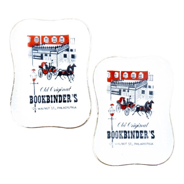 Vintage Philadelphia Bookbinders' Restaurant Petite Trays / Ashtrays, Pair For Sale