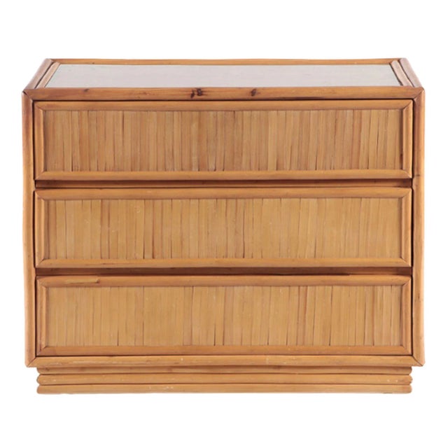 Wood A Three Drawer Rattan Dresser From the Phillipines. Circa 1970 For Sale - Image 7 of 7