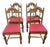 Antique Spanish Revival Oak Dining Chairs With New Burgundy Seat Upholstery - Set of 4 - Circa 1920s For Sale