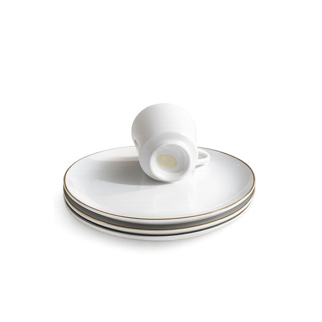 Vintage Saks Fifth Avenue Japanese Porcelain Dinnerware Set – White With Gold Trim – 12 Plates & 10 Cups - 22 Pieces For Sale In Baltimore - Image 6 of 8