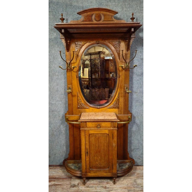 Antique Renaissance Oak Coat Rack with Mirror For Sale - Image 10 of 10