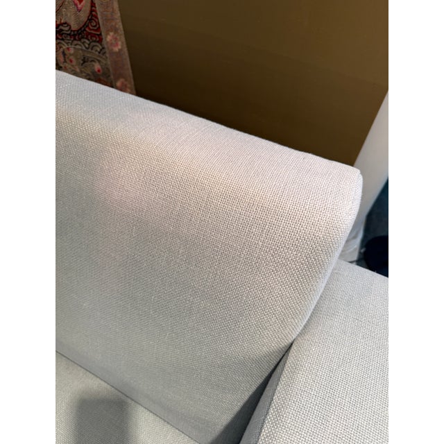 2010s Contemporary Light Blue Linen Sofa For Sale - Image 5 of 12