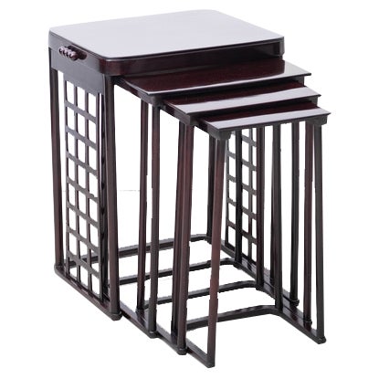 Secessionistic Model 988 Nesting Tables by Prof. Josef Hoffmann for Jacob & Josef Kohn, Vienna, Austria, 1906, Set of 4 For Sale