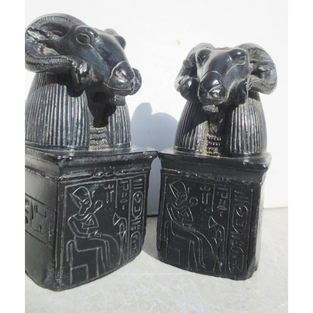 Traditional Stone & Resin Amun-Ra Egyptian Bookends Metropolitan Museum of Art - A Pair of 2 For Sale - Image 3 of 11