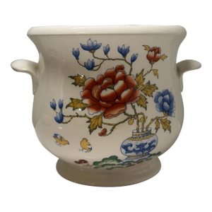 Vintage Mason’s Ironstone Vase With Floral Design and Handles