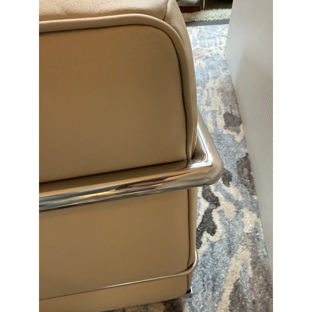Modern Classics Petite Corbusier Style Loveseat, Parchment For Sale - Image 11 of 12
