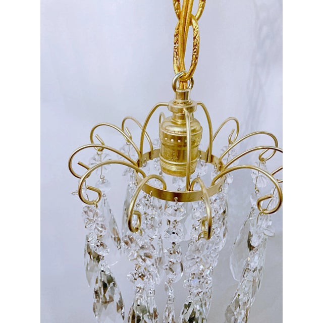 Traditional Vintage 1960s Small Brass Chandelier For Sale - Image 3 of 8