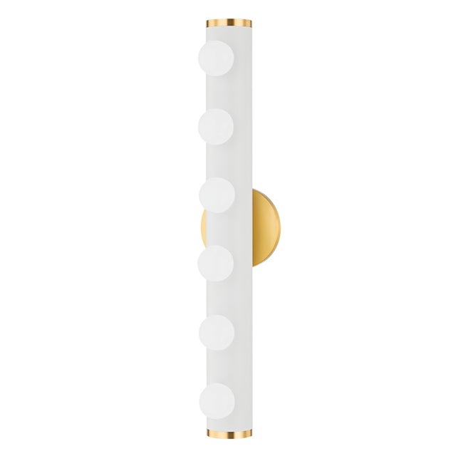 Traditional Mitzi Penny 6-Light Bath Bracket, Aged Brass/Textured White Combo For Sale - Image 3 of 3