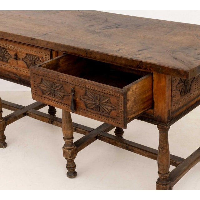 Wood Spanish Baroque-Style Walnut Console Table For Sale - Image 7 of 11