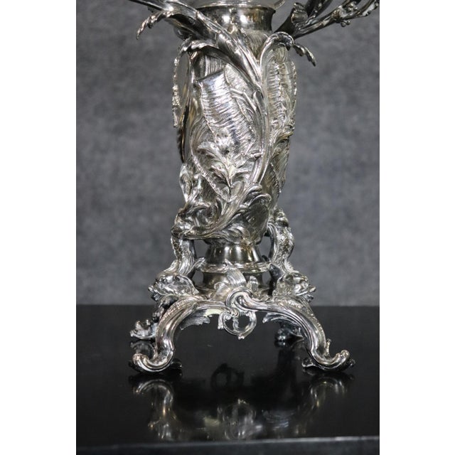 Pair of Signed Christofle Silver Plated Conch Shell Large Scale Candelabra For Sale In Philadelphia - Image 6 of 12
