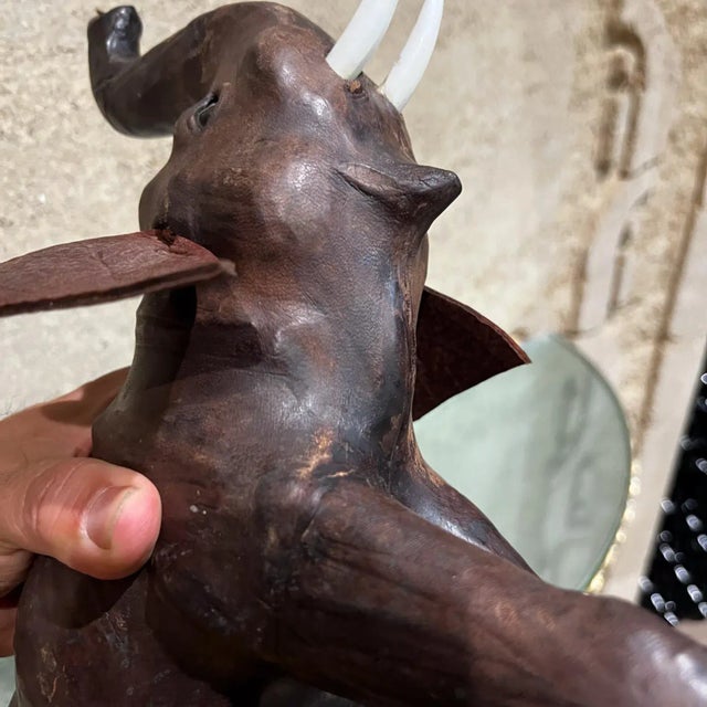 1960s Leather Elephant Table Sculpture For Sale - Image 12 of 12