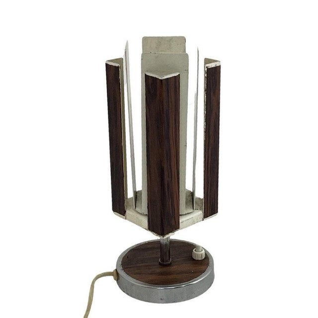Mid-Century Modern Table Lamp with Wood Veneer & Rotatable Interior from Philips For Sale - Image 5 of 7
