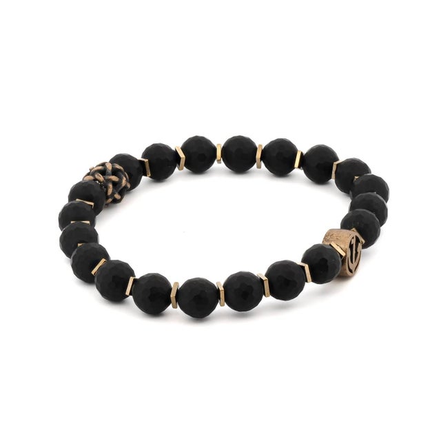 Black Onyx Stone Holy Spirit Anchor Bracelet For Sale In Miami - Image 6 of 9