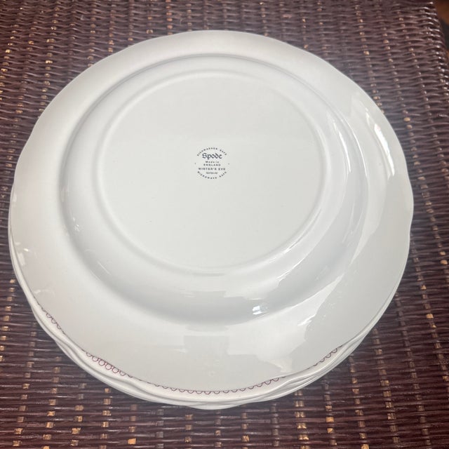 Victorian Spode Winters Eve Red Dinner Plate - Set of 4 For Sale - Image 3 of 3