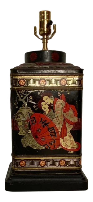 Vintage Tole Tea Canister Lamp