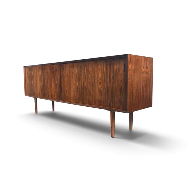 Wood Mid 20th Century Danish Modern Low Brazilian Rosewood Credenza For Sale - Image 7 of 11