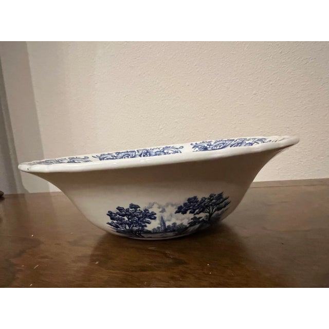 1980s Vintage Blue Ironstone Vegetable Bowl Home Country Myott Staffordshire England For Sale - Image 4 of 6