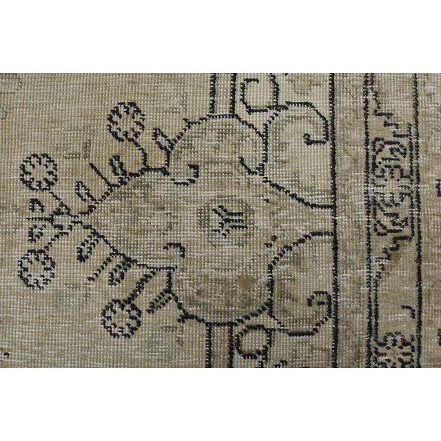 Beige Tabriz Rug 9’7” X 13’1” Beige Wool Vintage Distressed Hand-Knotted Carpet For Sale - Image 8 of 15