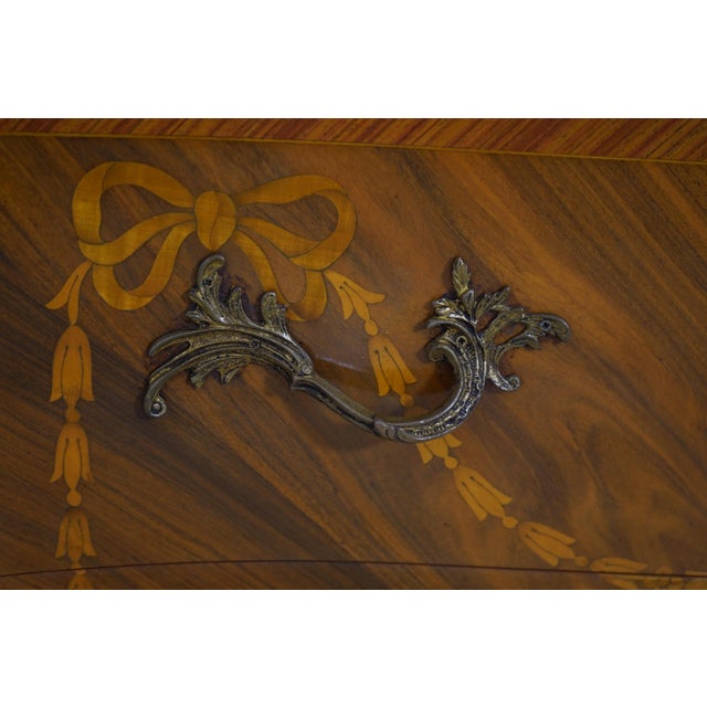 French Louis XV Inlaid Marble Top Commode Chest For Sale - Image 11 of 12
