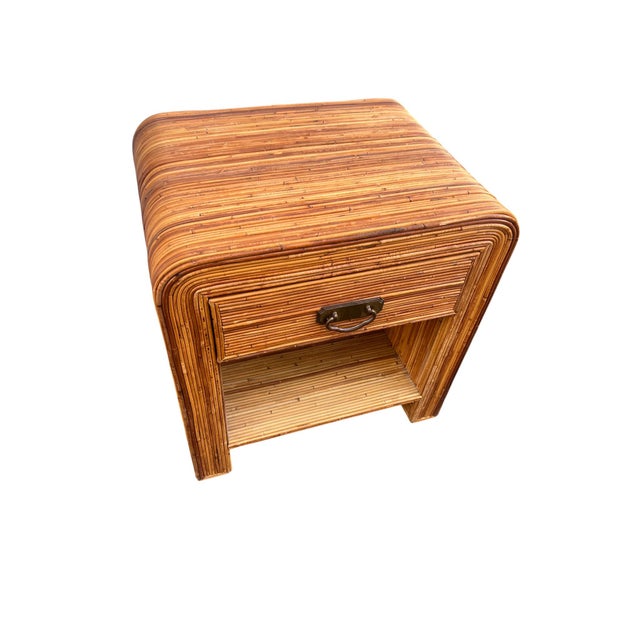 Mid 20th Century Pencil Reed Rattan Crespi Style Nightstand End Table For Sale In New York - Image 6 of 18