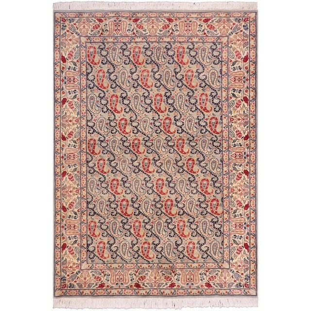 Shabby Chic 1990's Pak-Persian Blue/Beige Wool Rug - 4'8'' X 7'1'' For Sale - Image 9 of 9