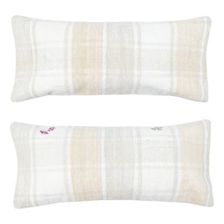 14"x28" SET OF 2 - Handmade Kilim Cushion Covers. Vintage Lumbar Pillow Covers For Sale