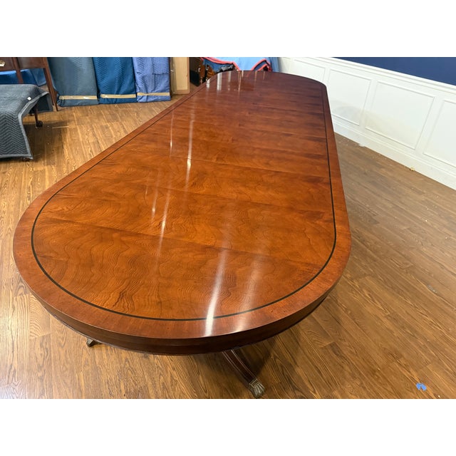 Traditional Oval Mahogany Double Pedestal Dining Table by Leighton Hall - Showroom Sample For Sale - Image 13 of 14