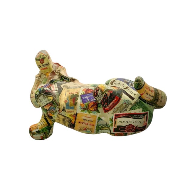 Green Late 20th Century Dog Sculpture Basset Hound Paper Mache French Labels Vintage Store Front Decor For Sale - Image 8 of 8