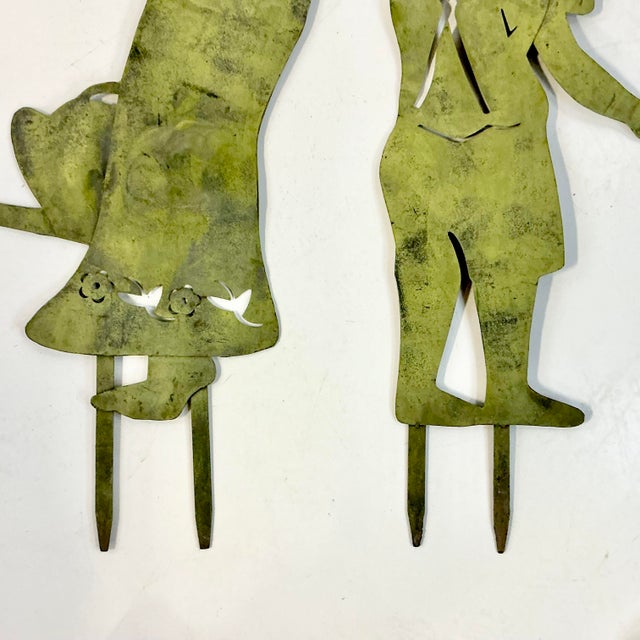 1950s 1950s Vintage Arts & Crafts Rustic European French Garden Ornaments, Kid Silhouettes - A Pair. For Sale - Image 5 of 15