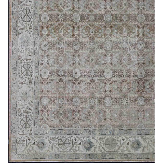 Traditional Antique Persian Tabriz With All-Over Floral Design in Ivory, Blue, Blush, Brown For Sale - Image 3 of 16