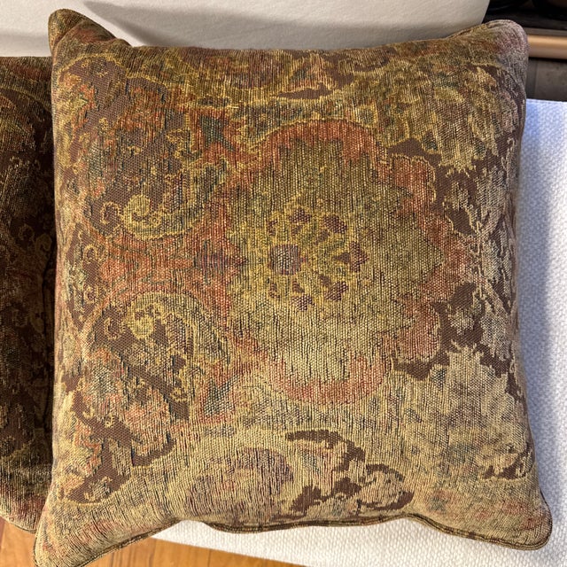 2010s Crate & Barrel Tapestry Pillows, Pair For Sale - Image 5 of 12