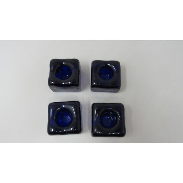 Cobalt Square Candlestick Holders - Set of Four For Sale - Image 4 of 7
