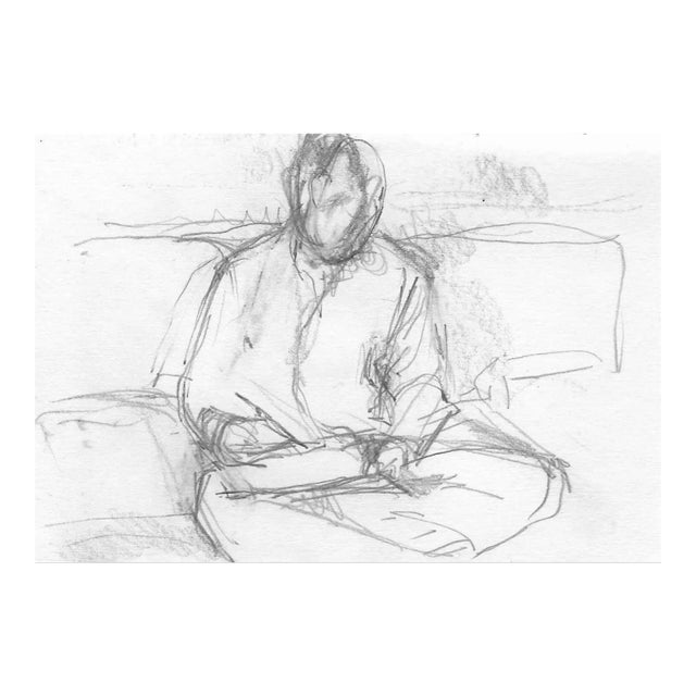 1960s Figural Drawing of Artist Working For Sale