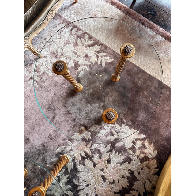 Hollywood Regency Glass and Gilt Side Tables a Pair For Sale - Image 6 of 6