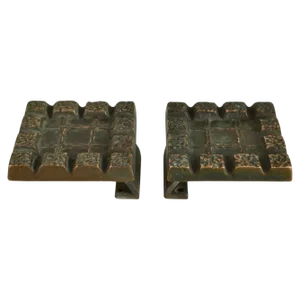 Brutalist Bronze Square Push Pull Door Handles with Geometric Reliefs, 1970s, Set of 2