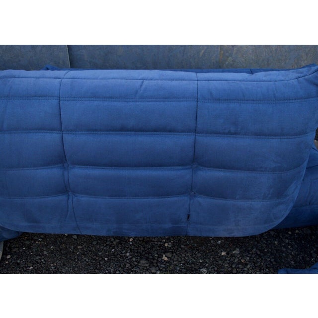 Blue Togo Sofa Set by Michel Ducaroy for Ligne Roset, Set of 5 For Sale - Image 8 of 9