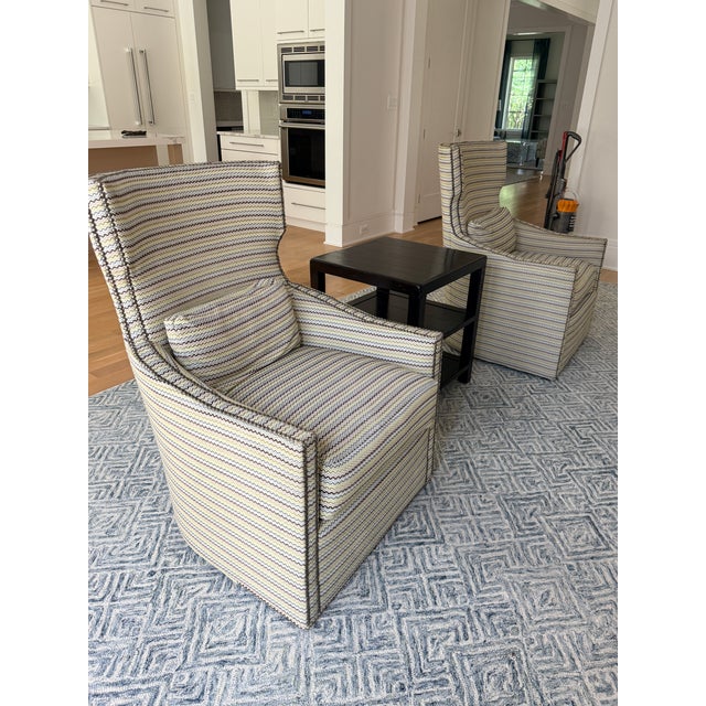 Pair Duralee Swivel Chairs For Sale In Washington DC - Image 6 of 12