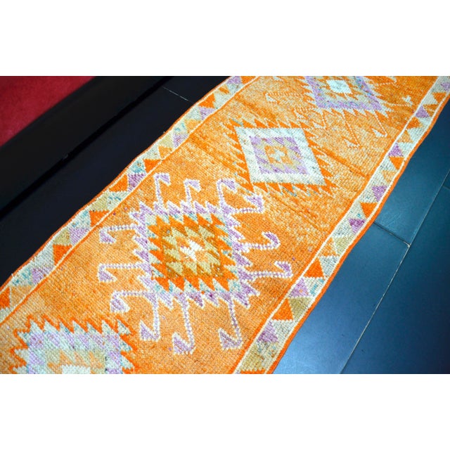 1960s Vintage Traditional Turkish Herki Orange Runner For Sale - Image 10 of 11